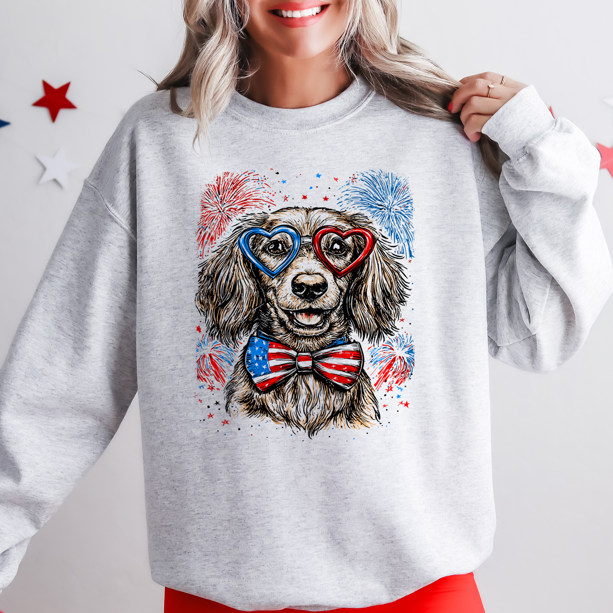 Dachshund Patriotic Dog, USA, America, Pet Lover, 4th of July Sweatshirt