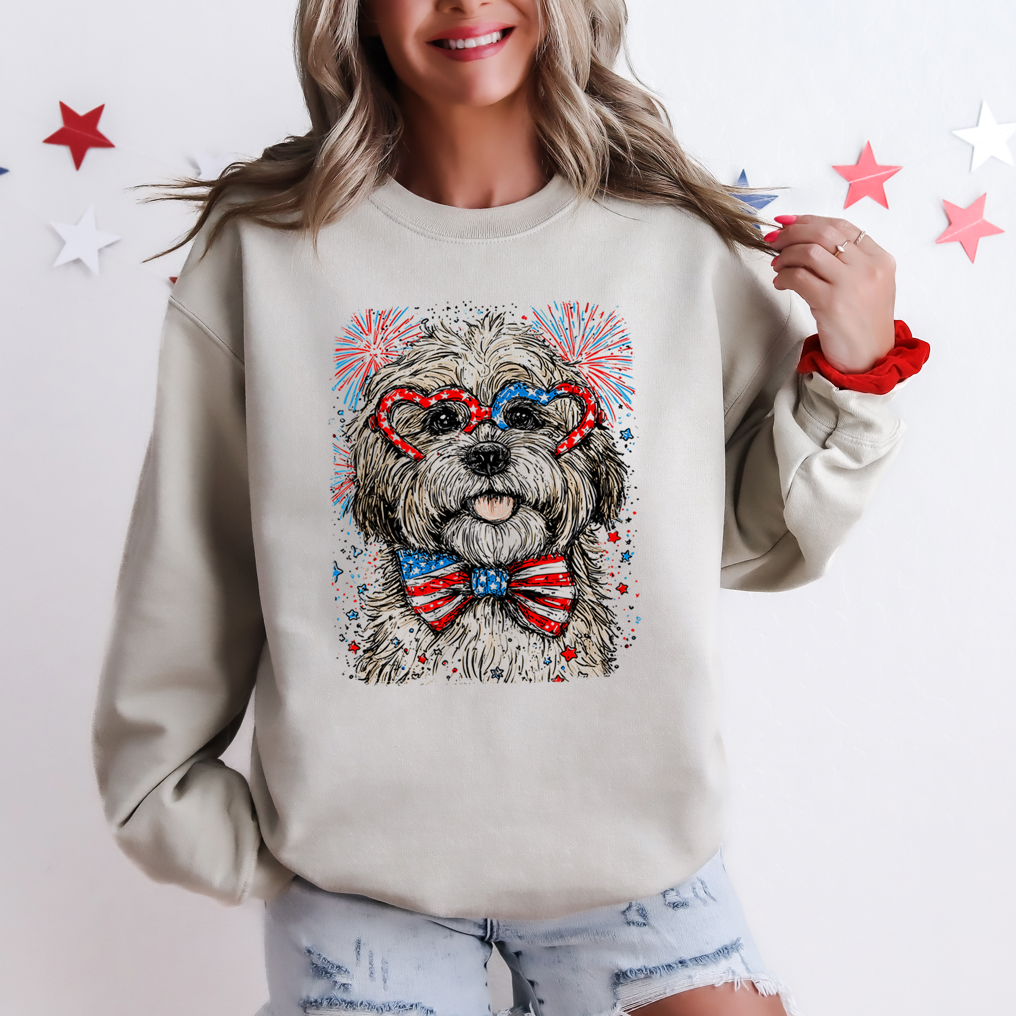 Havanese Patriotic Dog, USA, America, Pet Lover, 4th of July Sweatshirt