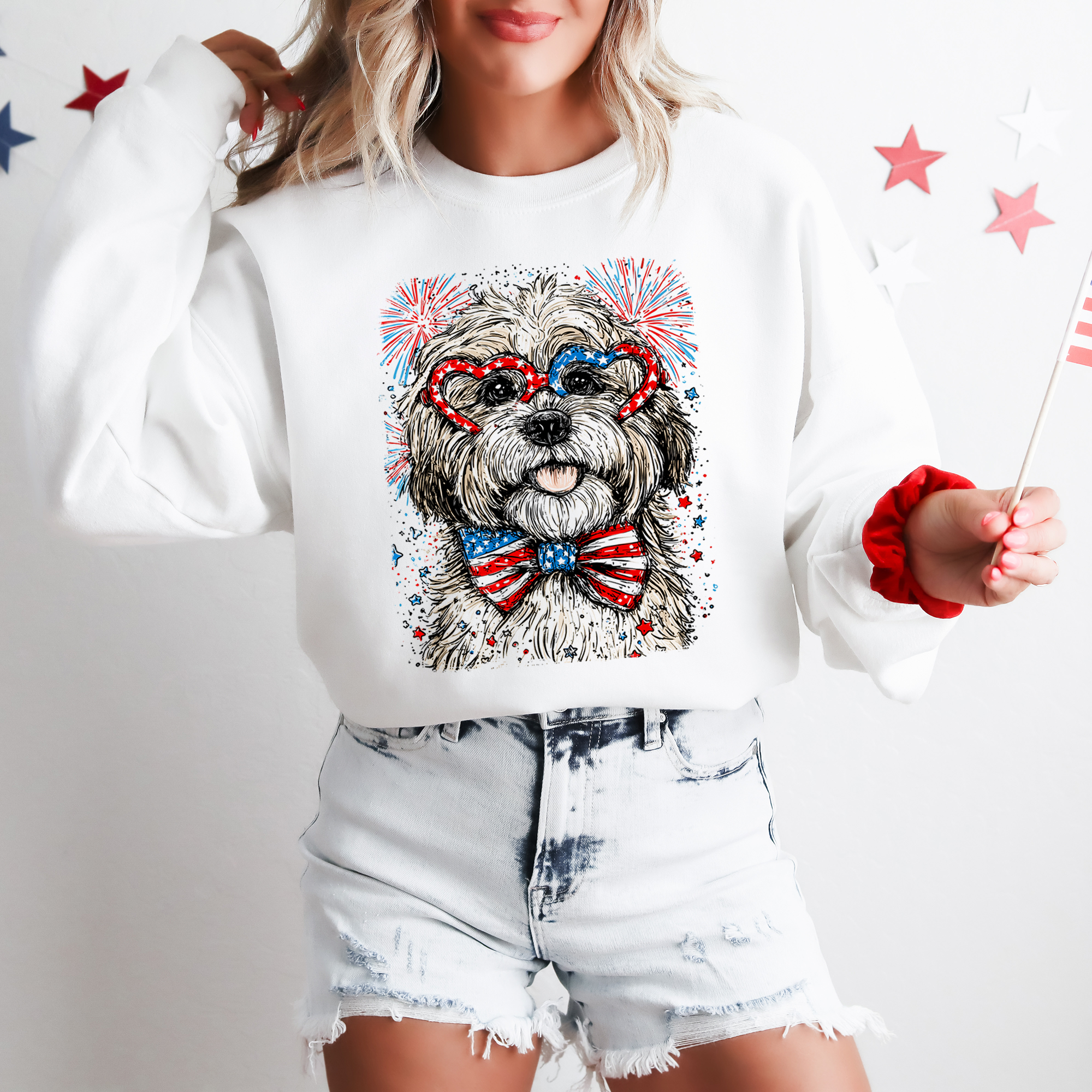Havanese Patriotic Dog, USA, America, Pet Lover, 4th of July Sweatshirt