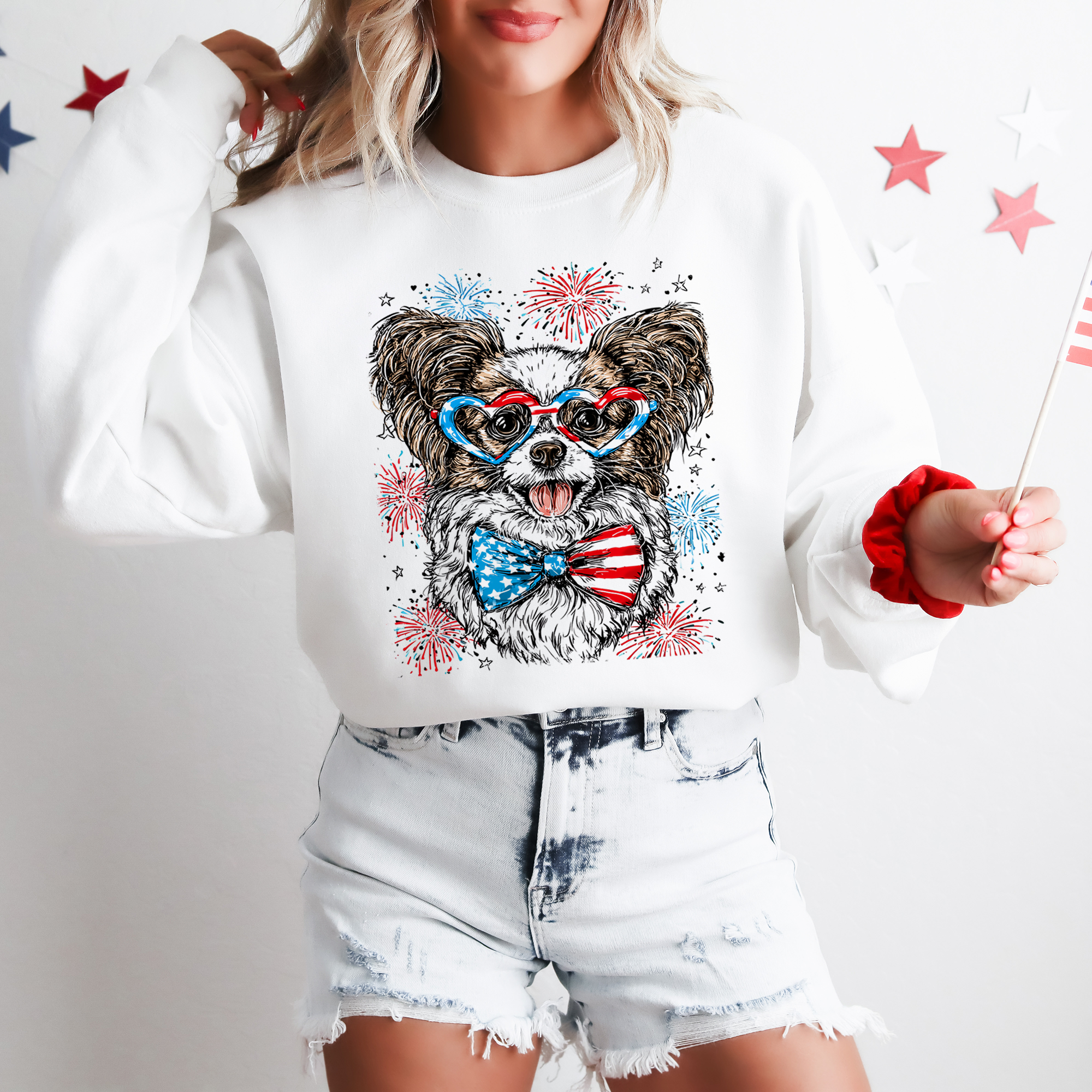 Papillon Patriotic Dog, USA, America, Pet Lover, 4th of July Sweatshirt
